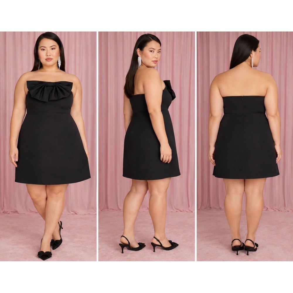 Eloquii x Kate Spade Black Strapless Bow Mini Dress Size 14 NWT